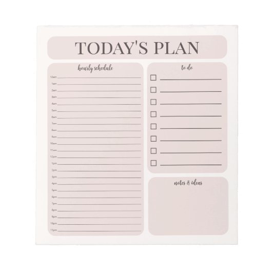 Minimalist Daily Planner Notepad | Hourly To Do ノートパッド (正面)