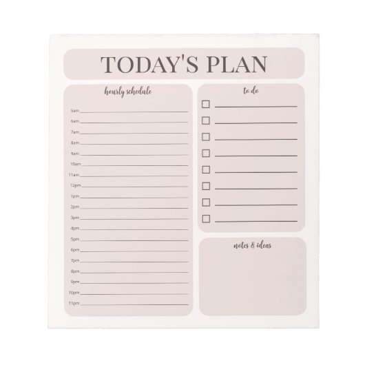 Minimalist Daily Planner Notepad | Hourly To Do ノートパッド (正面)
