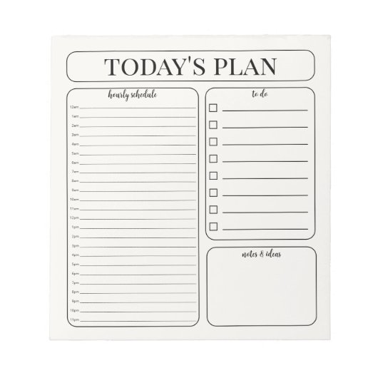 Minimalist Daily Planner Notepad | Hourly To Do ノートパッド (正面)