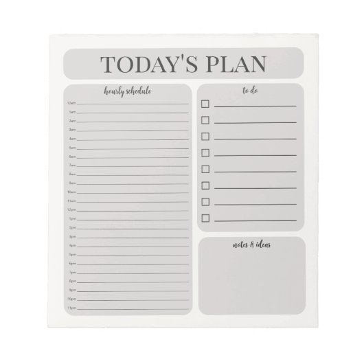 Minimalist Daily Planner Notepad | Hourly To Do ノートパッド (正面)