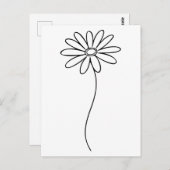 Minimalist Daisy Floral Line Art  ポストカード (正面/裏面)