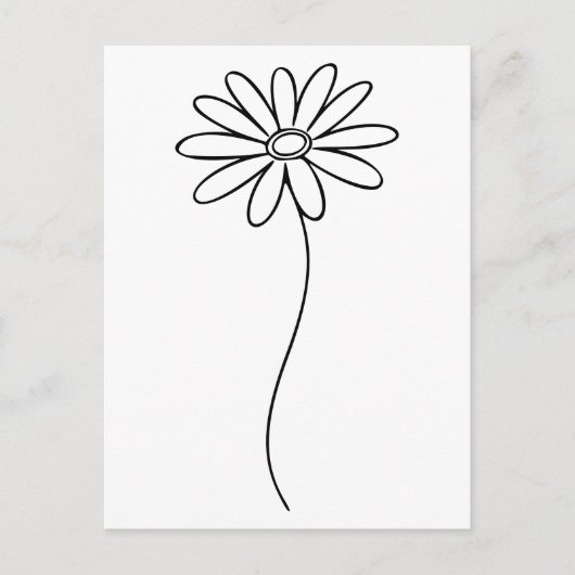 Minimalist Daisy Floral Line Art  ポストカード (正面)