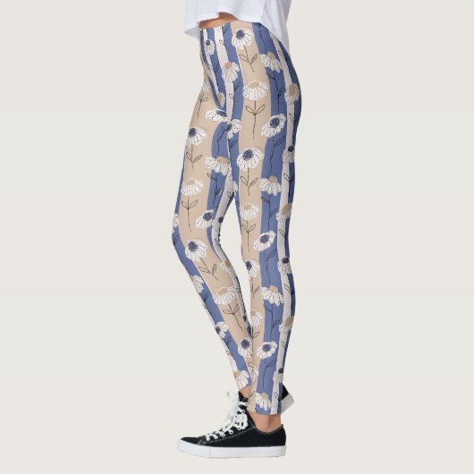 Minimalist Daisy Floral Pattern (1) レギンス (左)