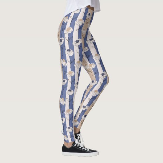 Minimalist Daisy Floral Pattern (1) レギンス (右)
