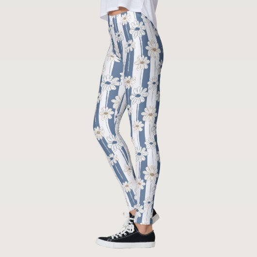Minimalist Daisy Floral Pattern (2) レギンス (左)