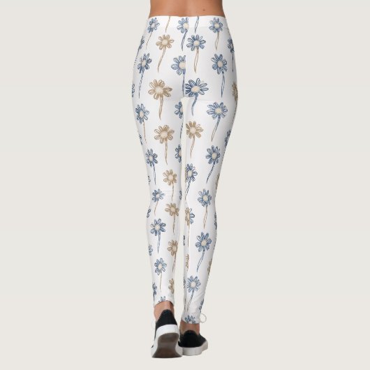 Minimalist Daisy Floral Pattern (4) レギンス (裏面)