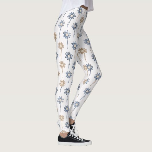 Minimalist Daisy Floral Pattern (4) レギンス (右)