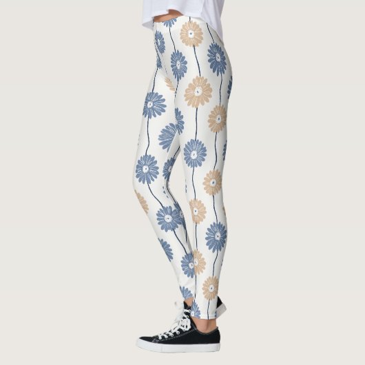 Minimalist Daisy Floral Pattern (5) レギンス (左)