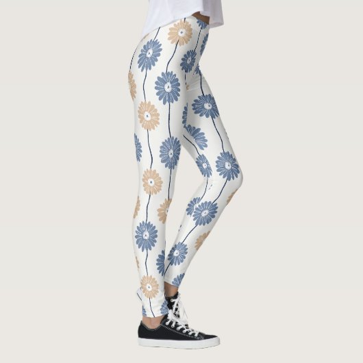 Minimalist Daisy Floral Pattern (5) レギンス (右)