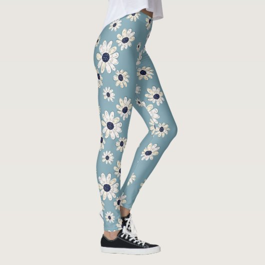 Minimalist Daisy Floral Pattern (6) レギンス (右)