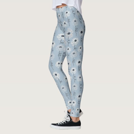 Minimalist Daisy Floral Pattern (7) レギンス (左)