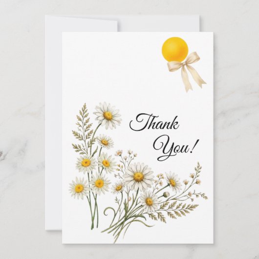Minimalist Daisy Floral Thank You Note サンキューカード (正面)
