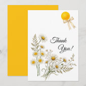 Minimalist Daisy Floral Thank You Note サンキューカード (正面/裏面)
