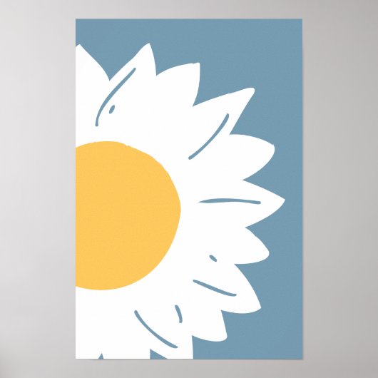 Minimalist Daisy Flower Abstract Wall Art ポスター (正面)