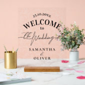 Minimalist Damask Elegant Welcome Sign アクリルサイン (ウェディング)