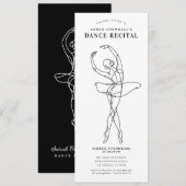 Minimalist Dance Recital Elegant Ballerina 招待状 (正面/裏面)
