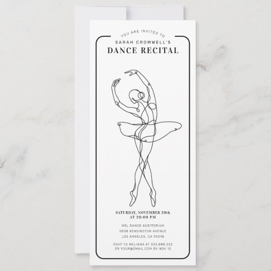 Minimalist Dance Recital Ticket Style 招待状 (正面)