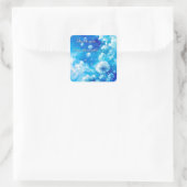 Minimalist Dandelion Blue Sky Thank You スクエアシール (バッグ)