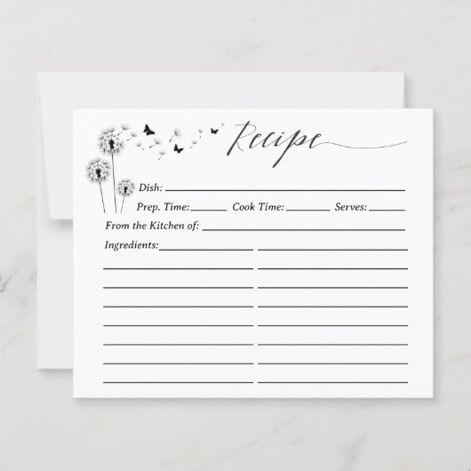 Minimalist Dandelion Flowers Recipe Card (正面)