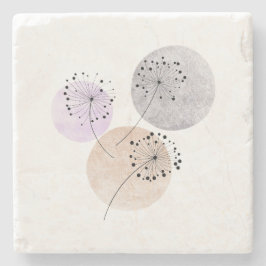 Minimalist Dandelion Wishes Boho Neutral Warm ストーンコースター