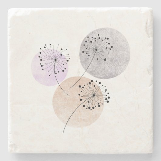 Minimalist Dandelion Wishes Boho Neutral Warm ストーンコースター (正面)