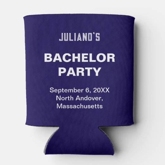 Minimalist Dark Blue Bachelor Party Can Cooler 缶クーラー (裏面)