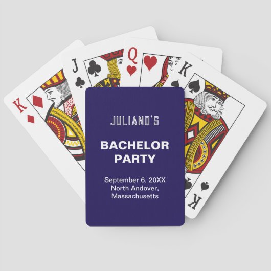 Minimalist Dark Blue Bachelor Party Playing Cards トランプ (裏面)
