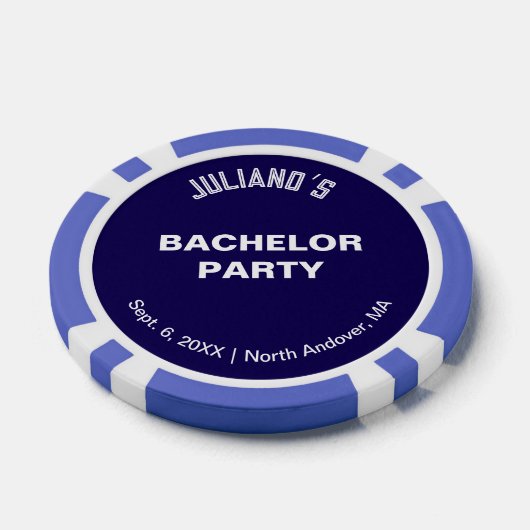 Minimalist Dark Blue Bachelor Party Poker Chips ポーカーチップ (シングル)