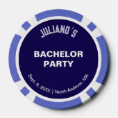 Minimalist Dark Blue Bachelor Party Poker Chips ポーカーチップ (裏面)