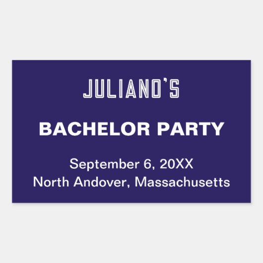 Minimalist Dark Blue Bachelor Party Sticker 長方形シール (正面)