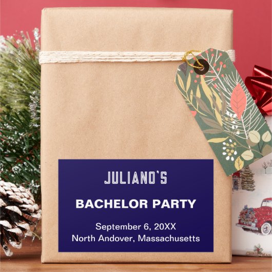 Minimalist Dark Blue Bachelor Party Sticker 長方形シール (クリスマス)