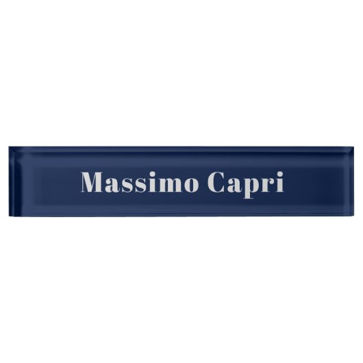 Minimalist Dark Blue Elegant Own Name Bold Text デスクネームプレート (正面)