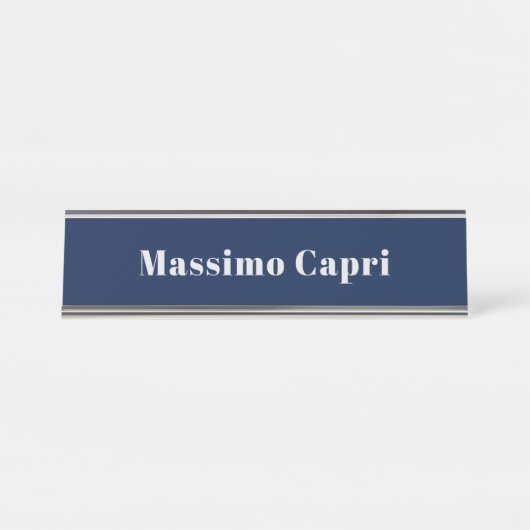 Minimalist Dark Blue Elegant Own Name Bold Text デスクネームプレート (正面)