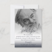 Minimalist Dark Blue Photo Funeral Sympathy  サンキューカード (正面)