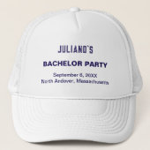 Minimalist Dark Blue Text Bachelor Party Hat キャップ (正面)