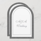 Minimalist Dark Gray and White Arch Wedding  招待状 (正面/裏面)