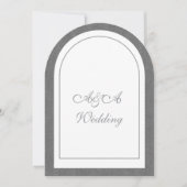 Minimalist Dark Gray and White Arch Wedding  招待状 (正面)