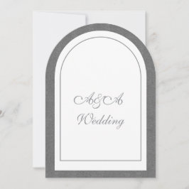 Minimalist Dark Gray and White Arch Wedding  招待状