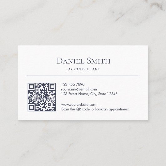 Minimalist Dark Gray and White Initials QR Code 名刺 (裏面)