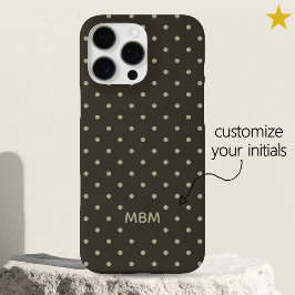 Minimalist Dark Gray Custom Monogram Polka Dot iPhone 16 Pro Maxケース