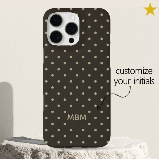 Minimalist Dark Gray Custom Monogram Polka Dot  Case-Mate iPhoneケース