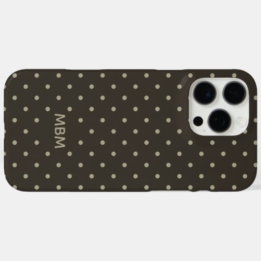 Minimalist Dark Gray Custom Monogram Polka Dot  Case-Mate iPhoneケース (裏面 (横))