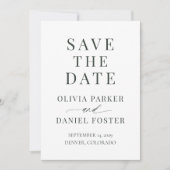 Minimalist Dark Green Wedding Save the Date セーブザデート (正面)
