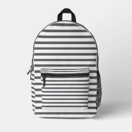 Minimalist Dark Grey and White Striped Backpack  プリントバックパック