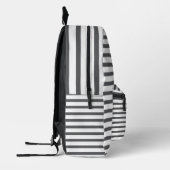 Minimalist Dark Grey and White Striped Backpack  プリントバックパック (左)
