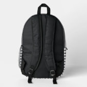 Minimalist Dark Grey and White Striped Backpack  プリントバックパック (裏面)