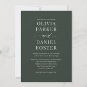 Minimalist Dark Moody Green Wedding Invitation 招待状 (正面)