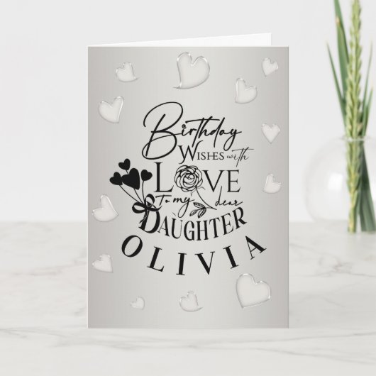 Minimalist Daughter Birthday Lettering カード (正面)