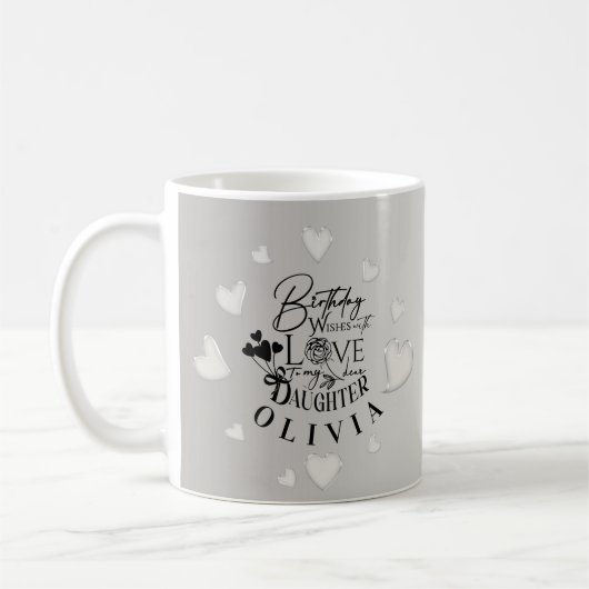 Minimalist Daughter Birthday Lettering コーヒーマグカップ (左)