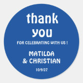 Minimalist Deep Blue Wedding ラウンドシール (正面)